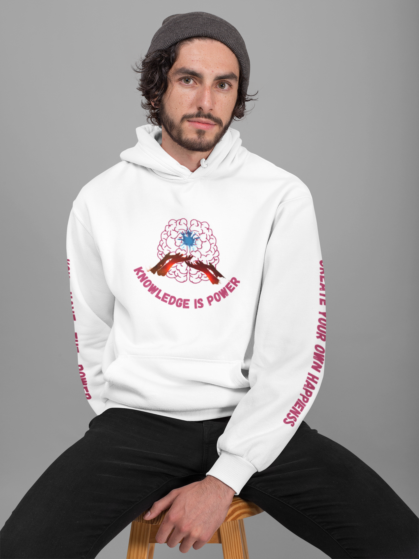 Knowledge is Power Hoodie - White